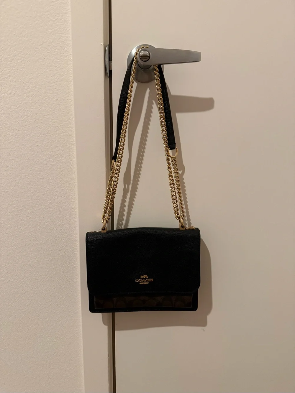Coach Black & Brown Chain Crossbody Bag with wallet